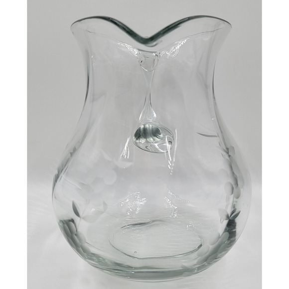 Princess House Heritage Clear Glass Pitcher Etched Grapes 2 Qt Water Juice USA - Picture 15 of 16